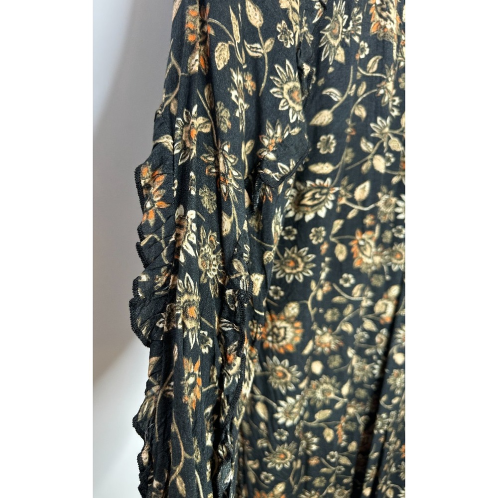Natural Life Floral Tassel Long Sleeve Boho Shift Dress Small Ruffle Boho Fall - Picture 7 of 13
